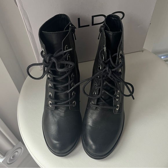 Aldo - Black Lace Up Bootie Boot - Picture 4 of 5